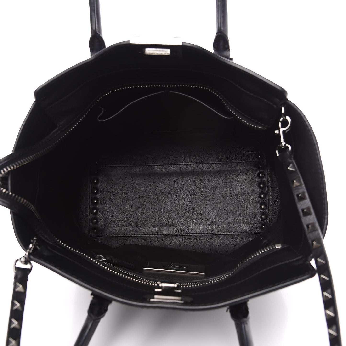 Vitello Rockstud Double Handle Tote Black