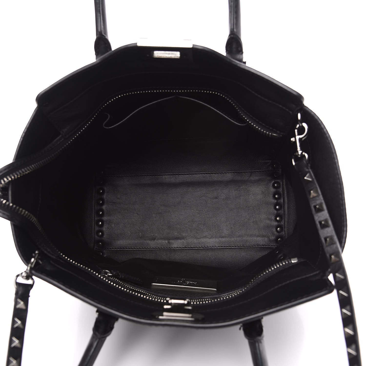 Valentino Garavani Vitello Rockstud Double Handle Tote Black 4 of 11