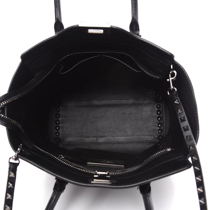 Valentino Garavani Vitello Rockstud Double Handle Tote Black 4 of 11