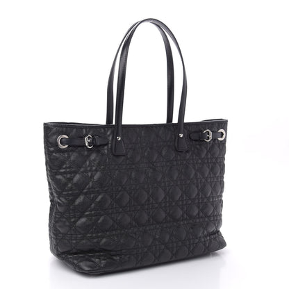 Christian Dior Coated Canvas Cannage Medium Panarea Tote Black 3 of 10
