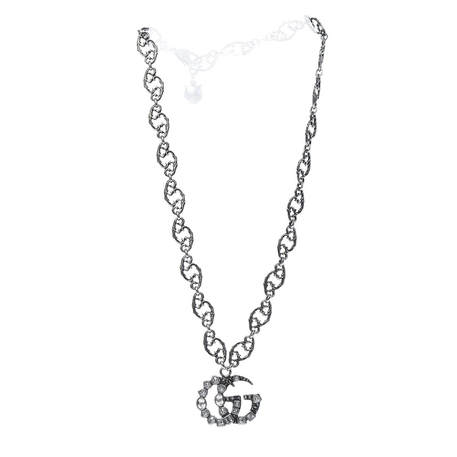 Gucci Crystal Marmont Necklace Aged Silver 3 of 5