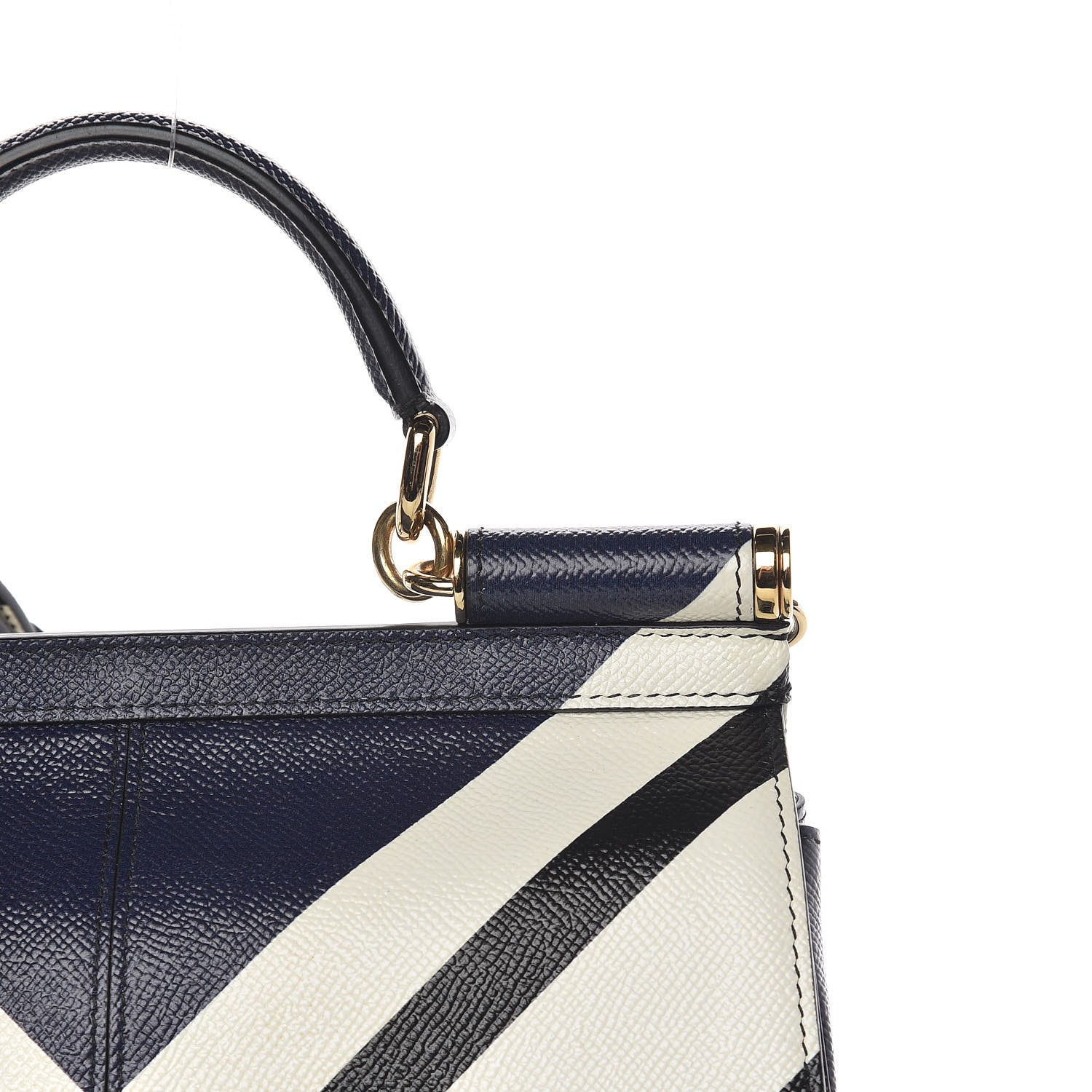 Dolce & Gabbana Dauphine Chevron Striped Medium Miss Sicily Satchel Blue 10 of 10