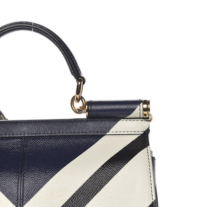 Dolce & Gabbana Dauphine Chevron Striped Medium Miss Sicily Satchel Blue 10 of 10