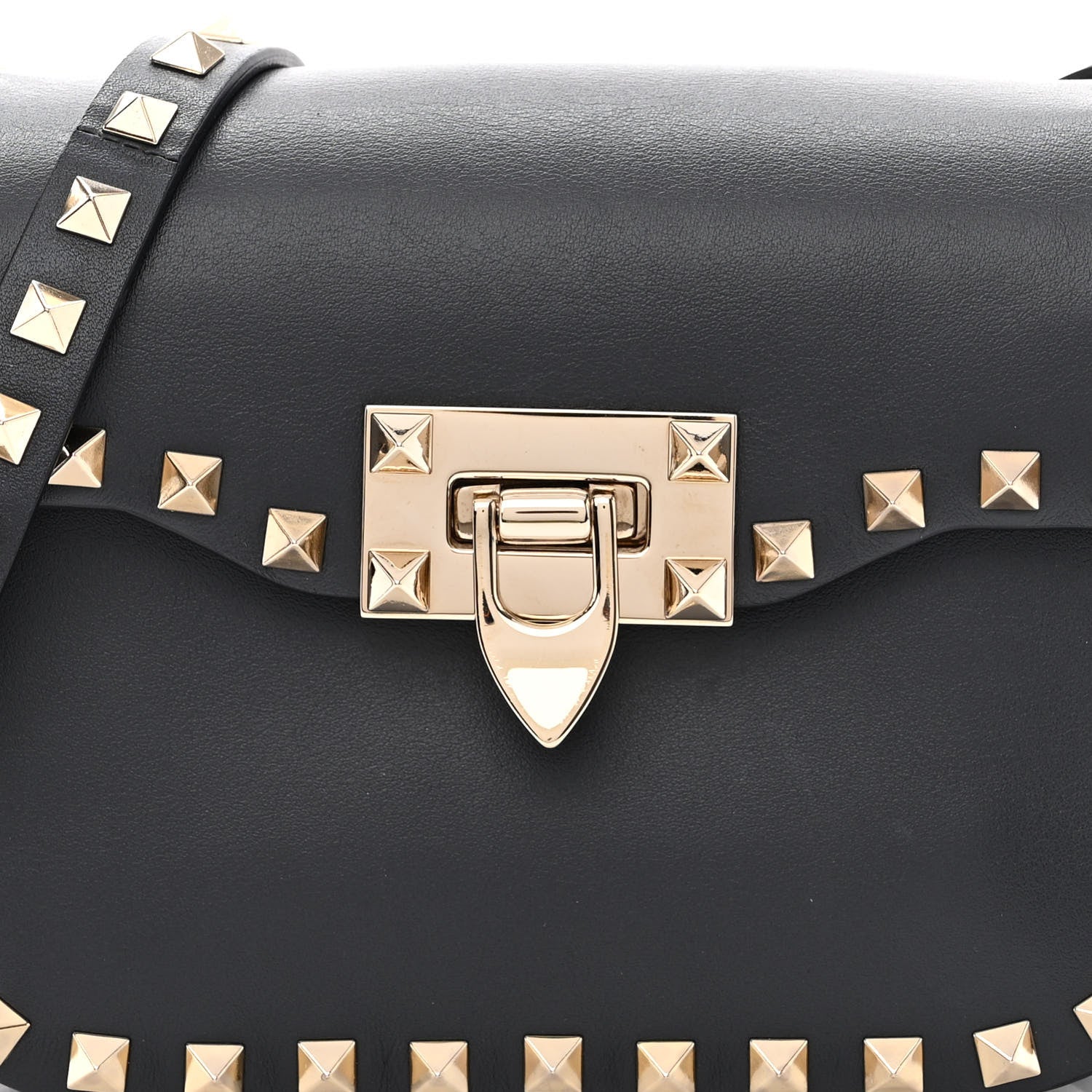 Valentino Garavani Vitello Small Rockstud Flap Saddle Bag Black 8 of 11