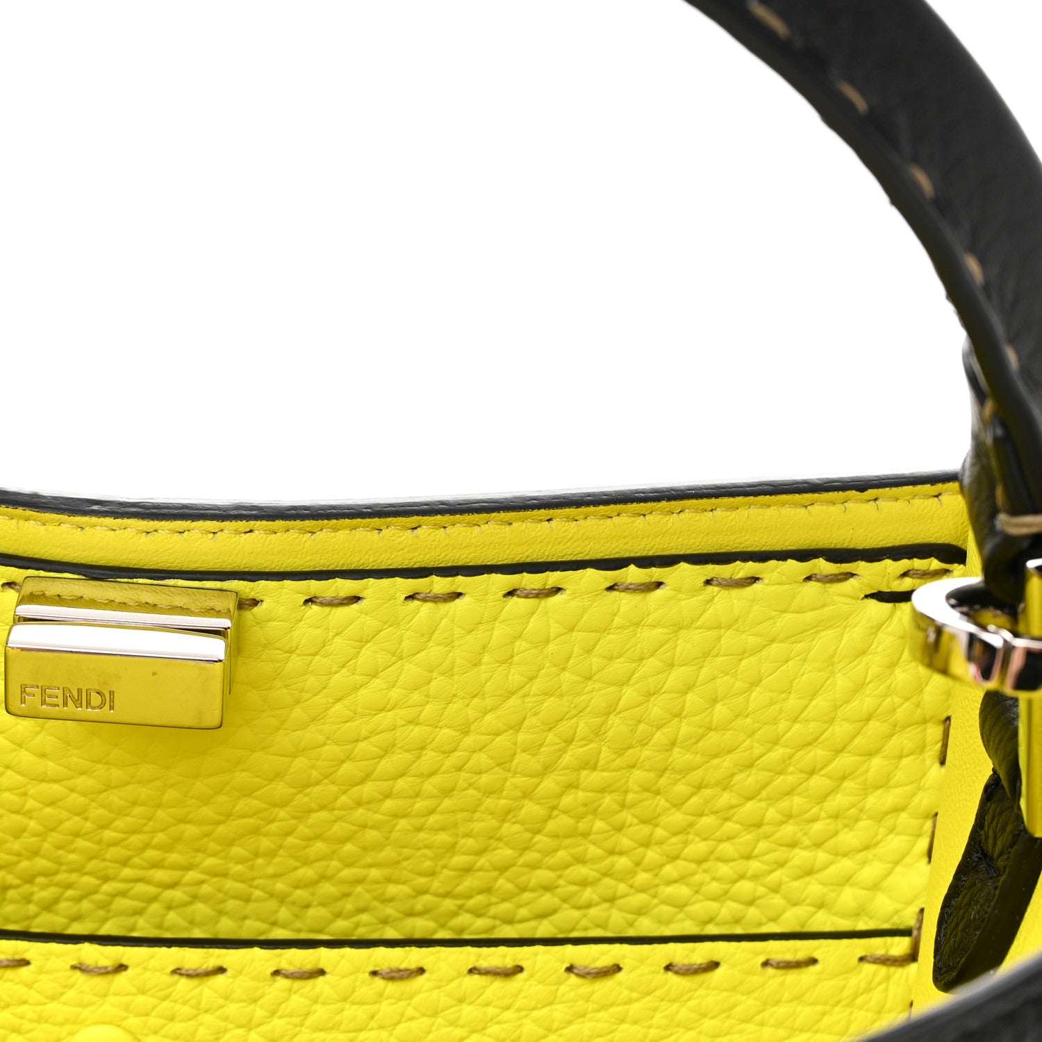 Fendi Cuoio Romano Fluo Selleria Medium Peekaboo X-Lite Black Giallo Fluo 12 of 12