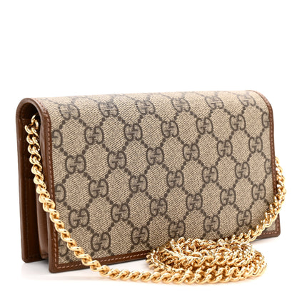 Gucci GG Supreme Monogram Azalea Calfskin Horsebit 1955 Wallet On Chain Beige Ebony Brown Sugar 3 of 11
