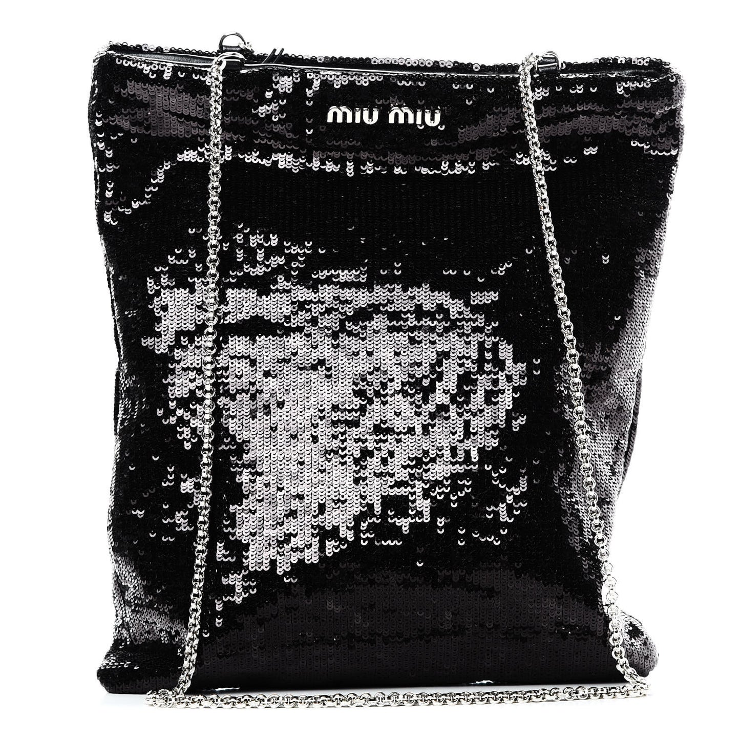 Paillettes Sequin Chain Shopping Bag Black