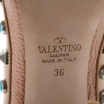 Valentino Garavani Pebbled Calfskin Rockstud Rolling Ankle Strap 100mm Pumps 36 Soft Noisette 7 of 7