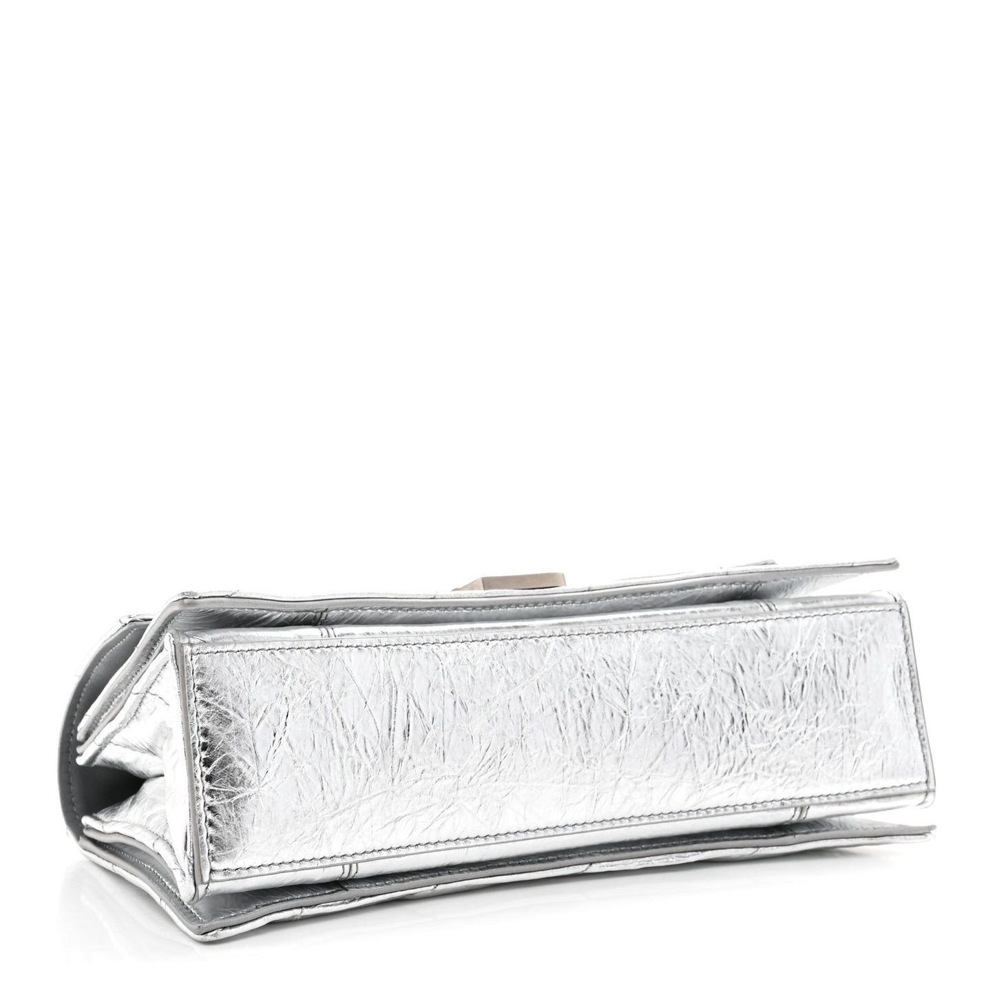 Crushed Calfskin Quilted Small Crush Chain Bag Silver