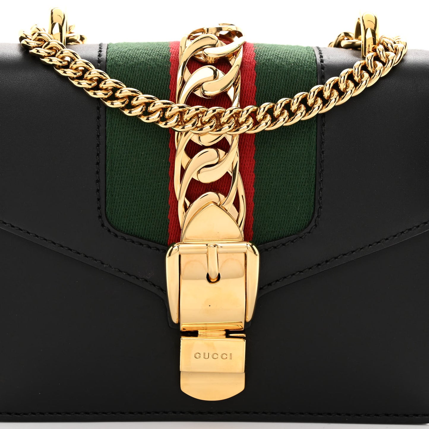 Calfskin Mini Sylvie Chain Shoulder Bag Black