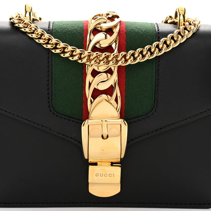 Gucci Calfskin Mini Sylvie Chain Shoulder Bag Black 9 of 11