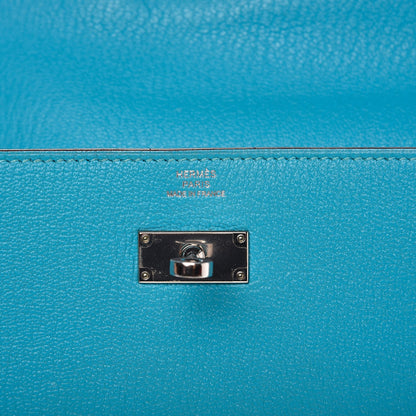 Hermes Chevre Mysore Kelly Longue Wallet Bleu Azteque 6 of 12
