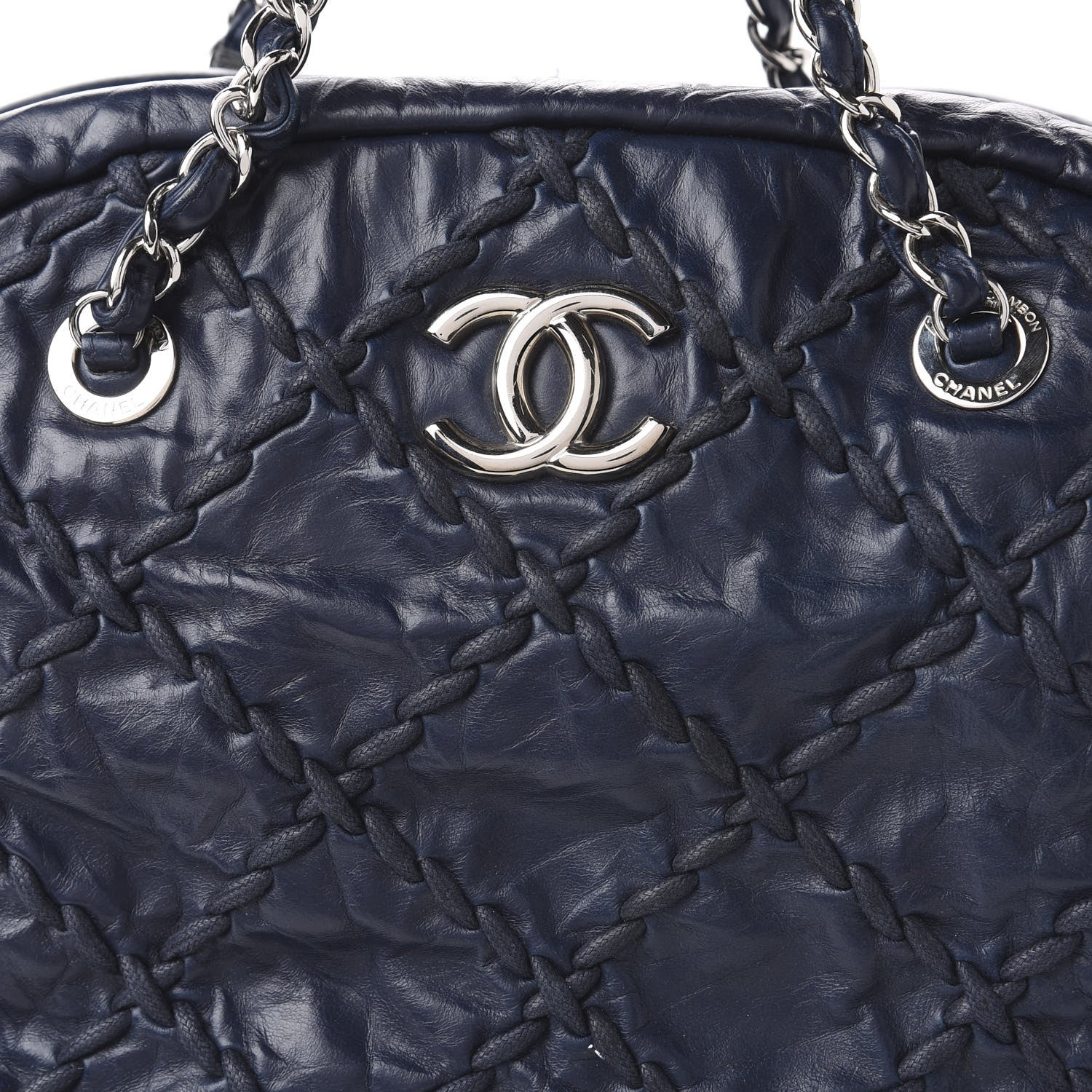 Chanel Calfskin Ultra Stitch Bowler Navy 10 of 15