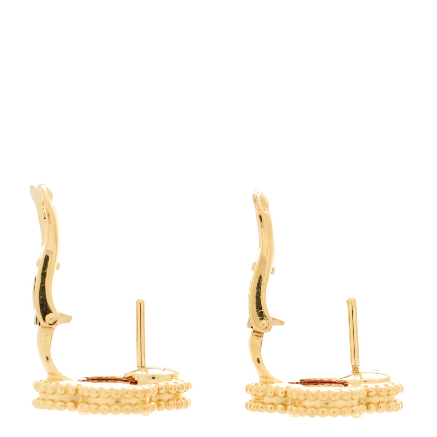18K Yellow Gold Carnelian Vintage Alhambra Earrings