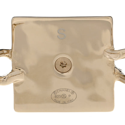 Chanel Metal Crystal CC Chain Link Cuff S Bracelet Gold 4 of 4