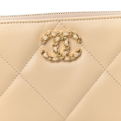 Chanel Shiny Goatskin Quilted 19 Small Pouch With Handle Beige 10 of 11
