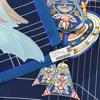 Hermes Silk Tous En Selle Scarf Cobalt Marine Or 3 of 3