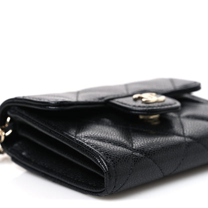 Chanel Caviar Quilted Flap Card Holder On Chain Black 10 of 11