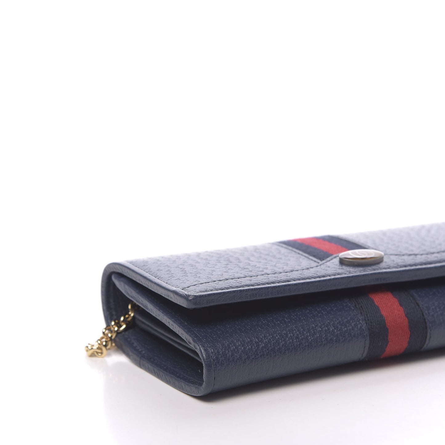 Textured Calfskin Web Ophidia Wallet On Chain Blue Agata