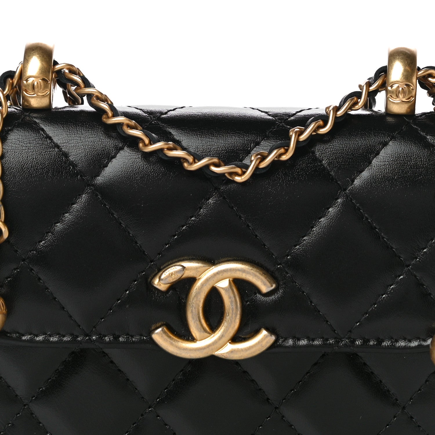 Chanel Calfskin Quilted Perfect Fit Coin Purse With Chain Black 8 of 12