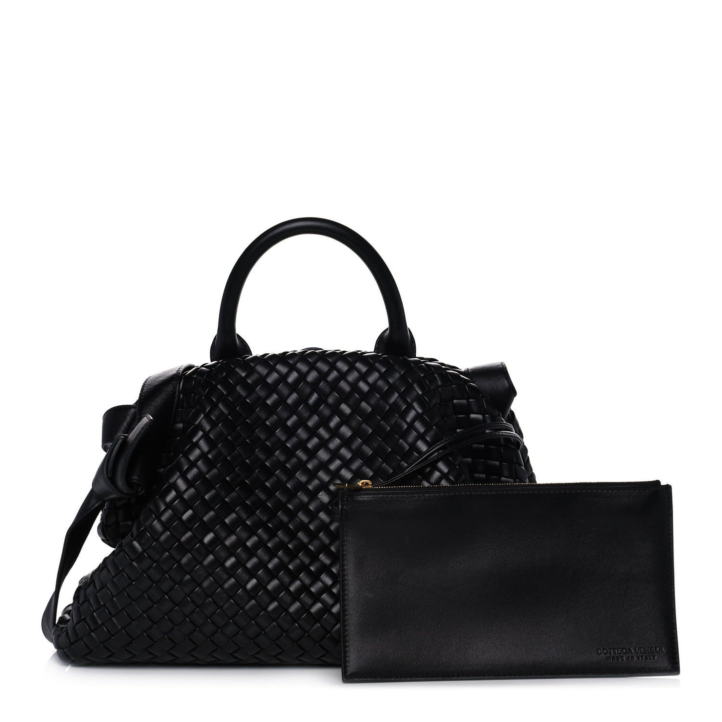 Nappa Intrecciato Medium Padded The Handle Tote Black