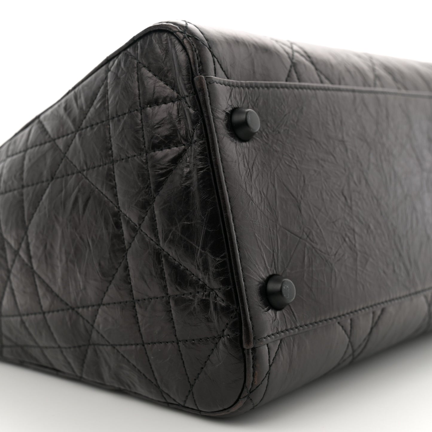 Crinkled Calfskin Large Lady D-Sire Tote Black