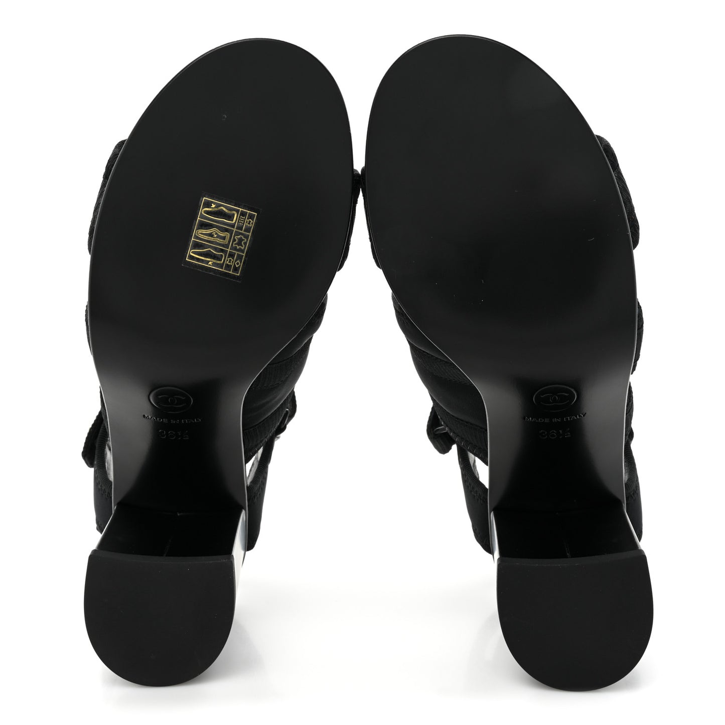 Fabric Metal CC Logo Sandals 36.5 Black