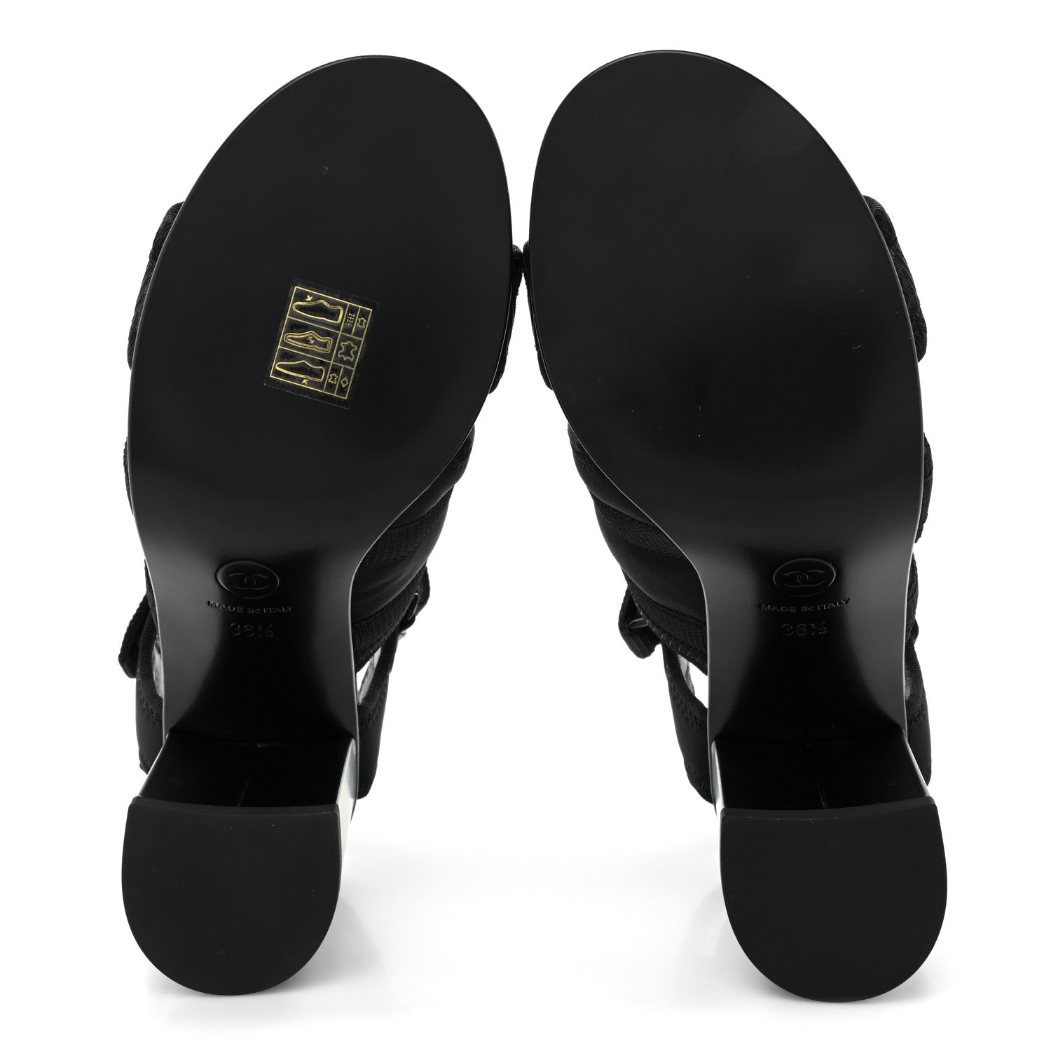 Chanel Fabric Metal CC Logo Sandals 36.5 Black 5 of 12