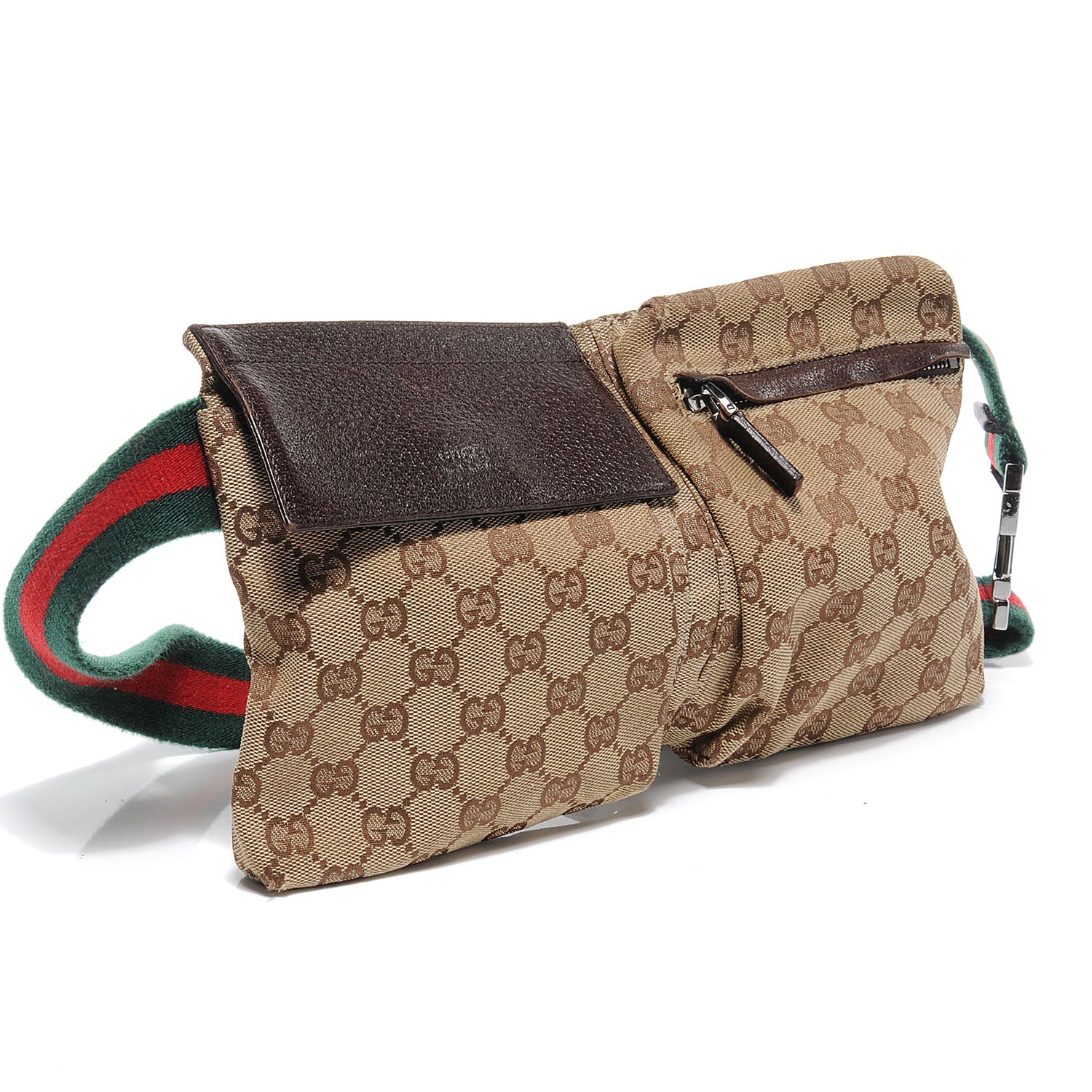 Gucci GG Monogram Web Double Pocket Belt Bag Ebony 3 of 8