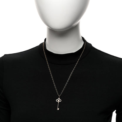 Tiffany 18K Rose Gold Diamond Crown Key Pendant Necklace 2 of 5