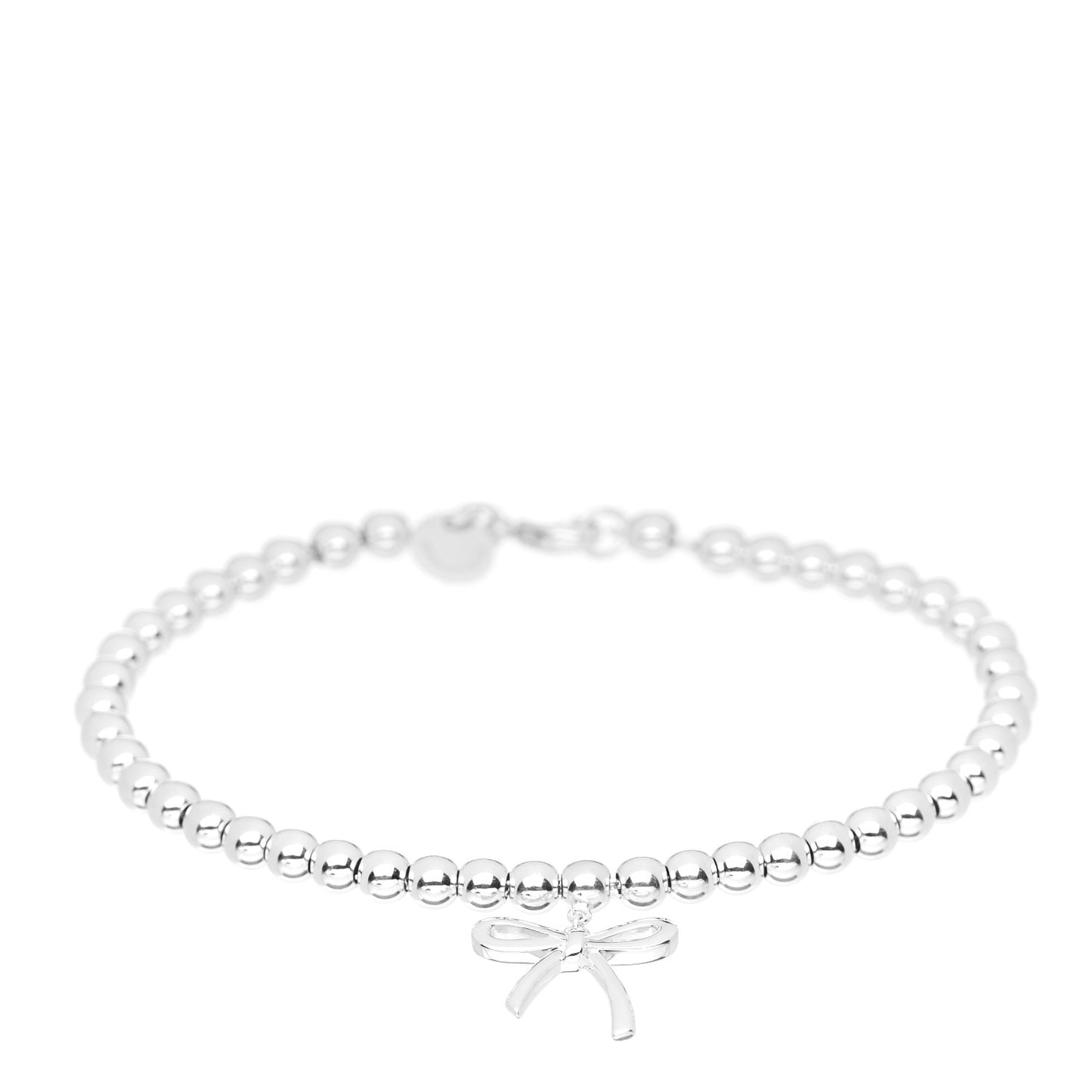 Sterling Silver 4mm Bow Bead Bracelet