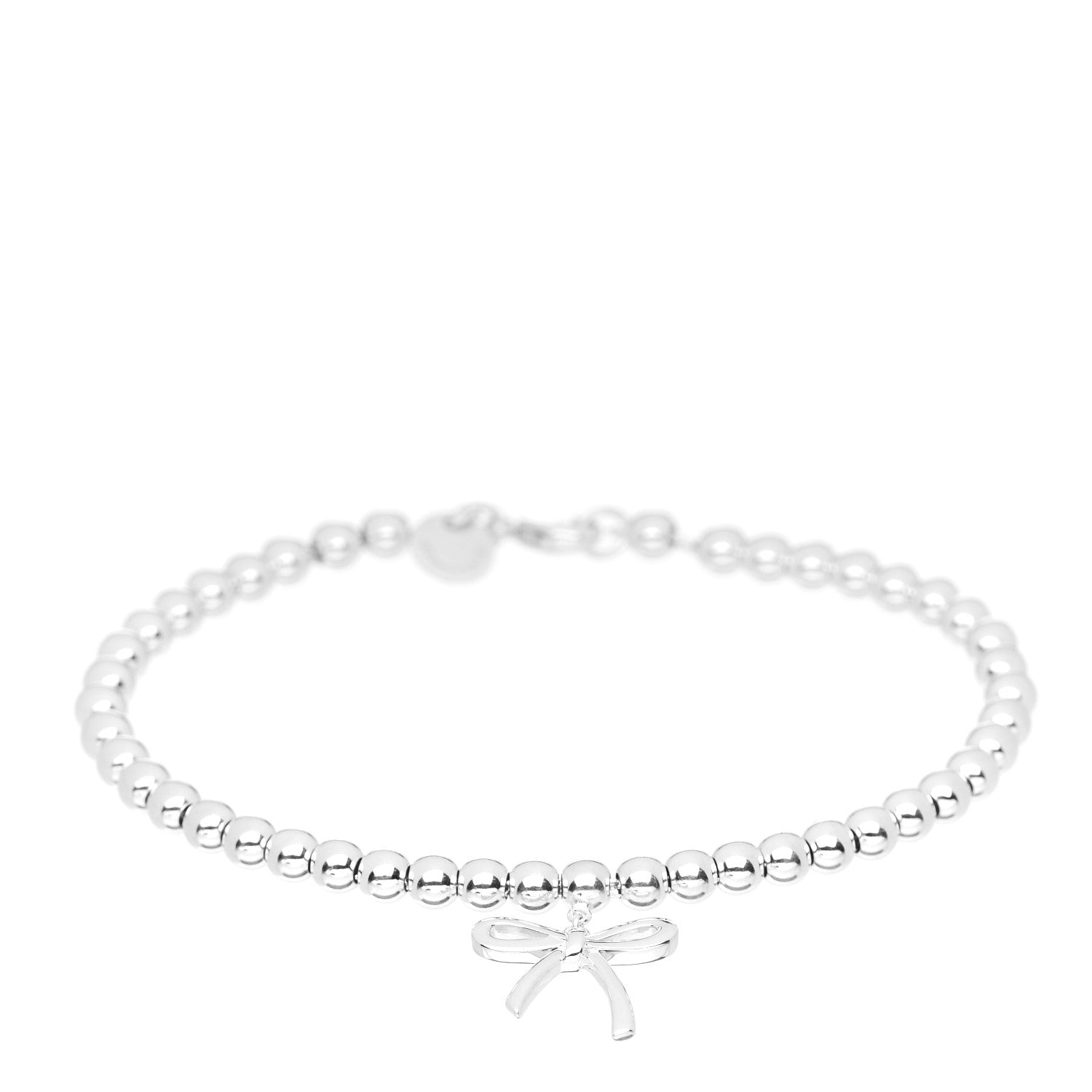 Tiffany Sterling Silver 4mm Bow Bead Bracelet 1 of 4