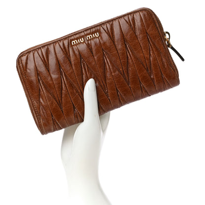 Miu Miu Matelasse Zip Around Wallet Brown 2 of 24