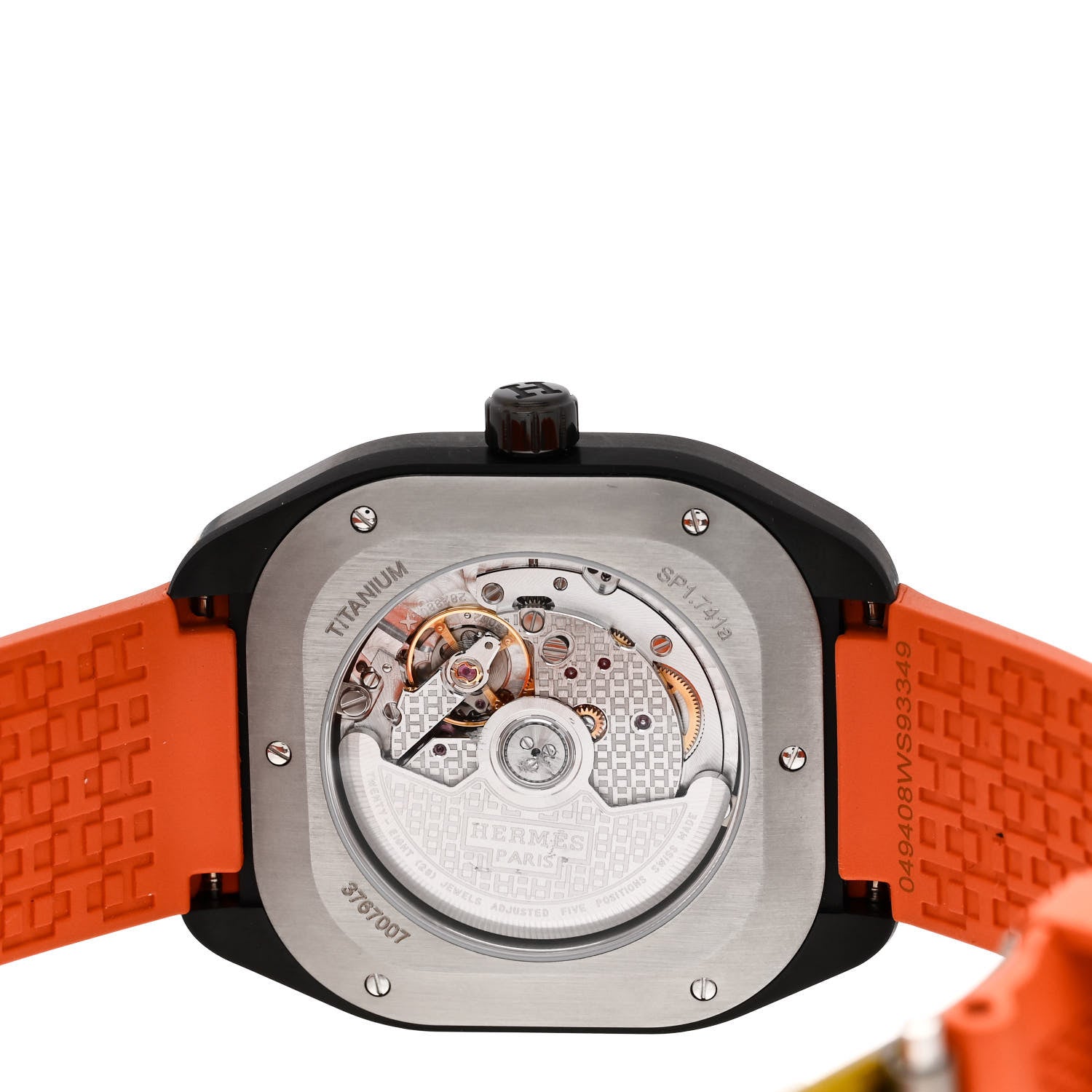 Hermes DLC Coated Titanium Rubber 39mm H08 Automatic Watch Orange 4 of 5