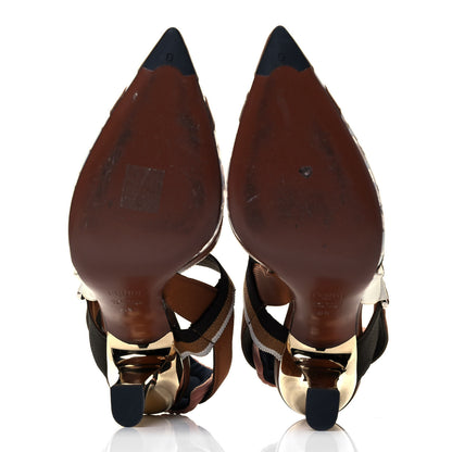 Fendi PVC Calfskin FF Colibri Slingback Mid-Heel Pumps 38.5 White Cuoio 5 of 7