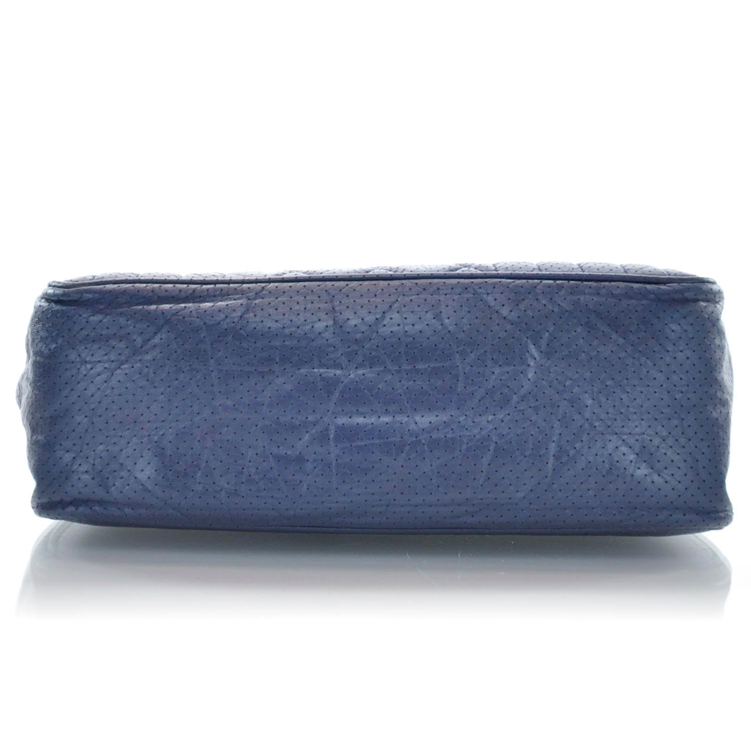 Chanel Aged Calfskin Perforated Tote Navy 6 of 10