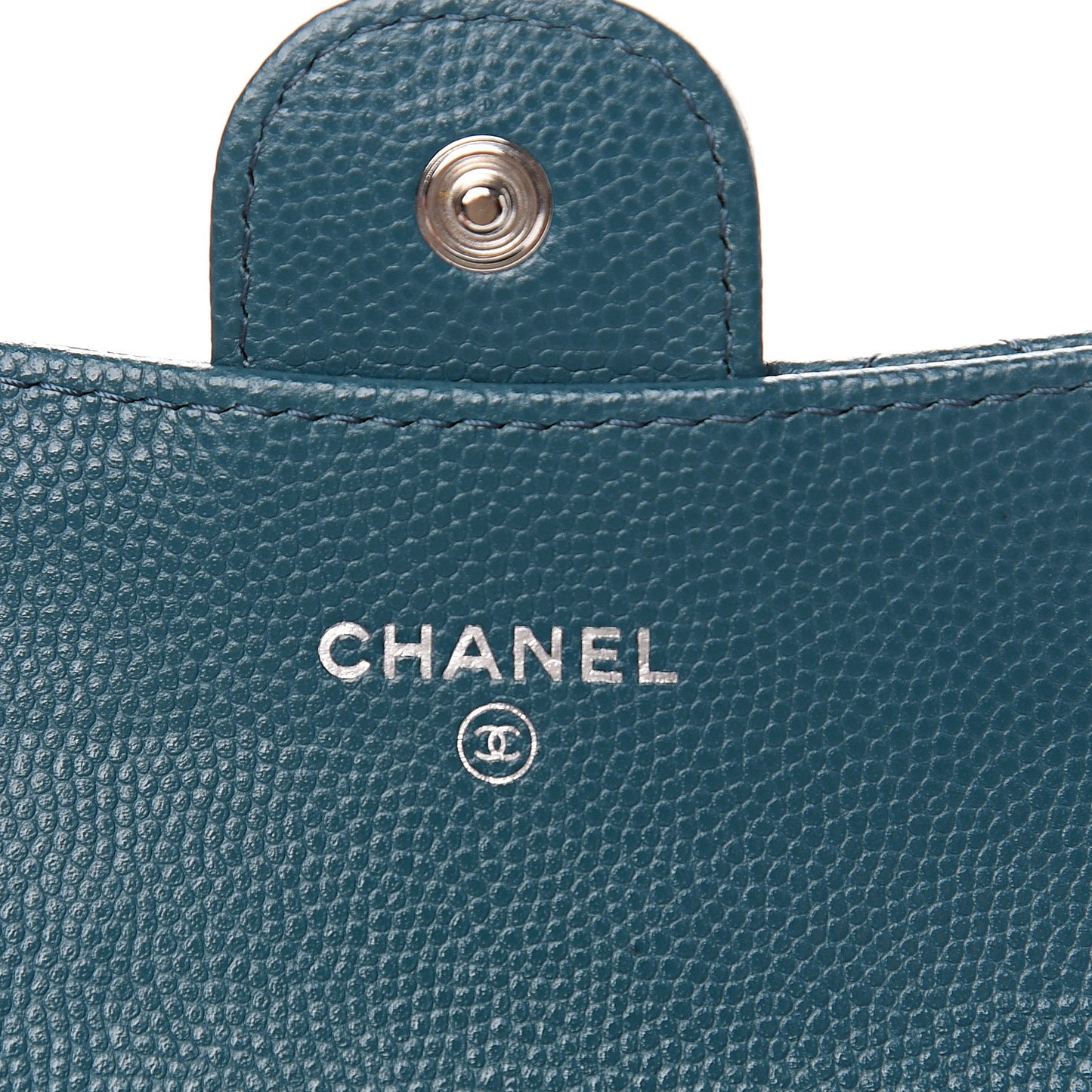 Caviar Quilted Flap Card Holder Dark Turquoise