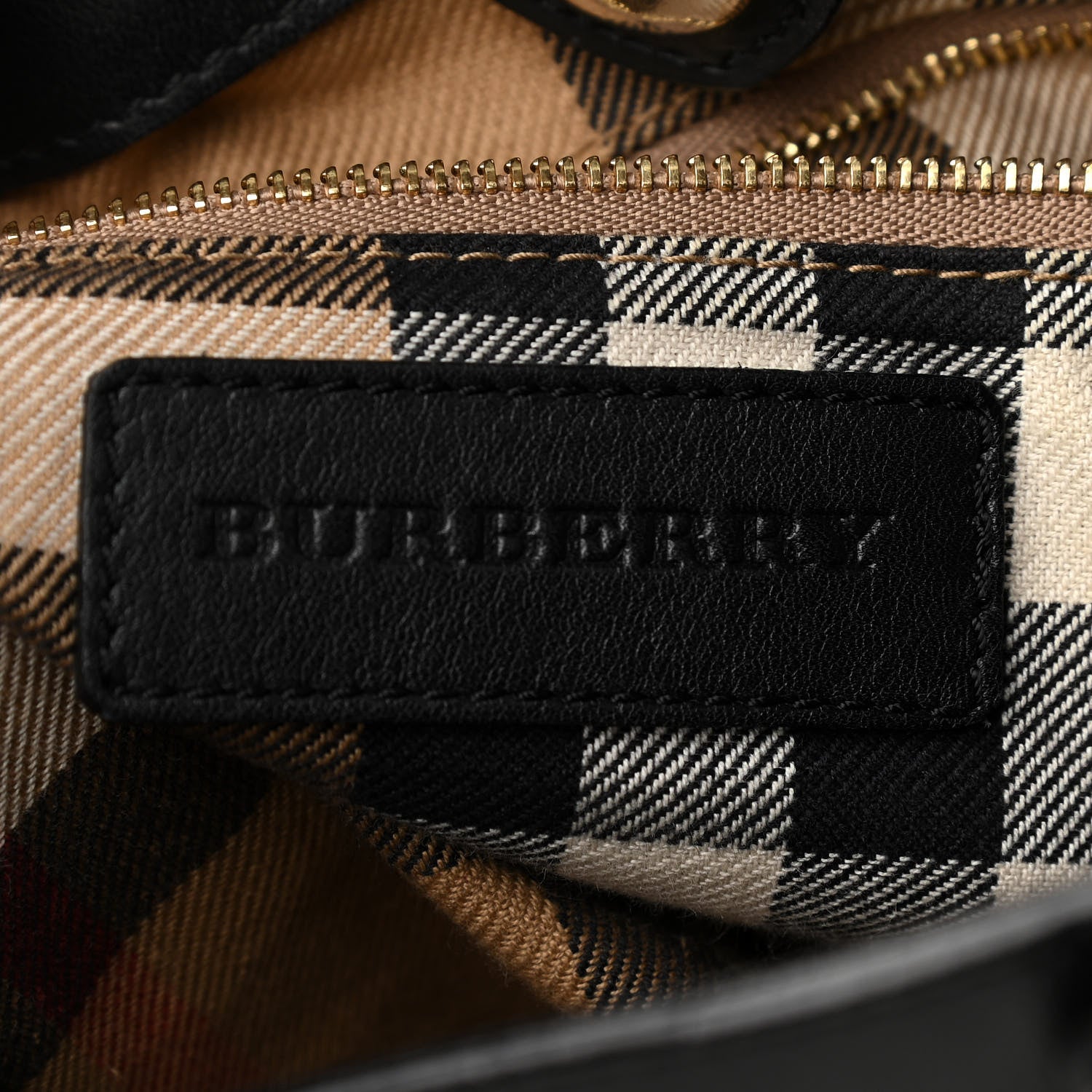 Burberry Calfskin House Check Small Banner Tote Black 6 of 18