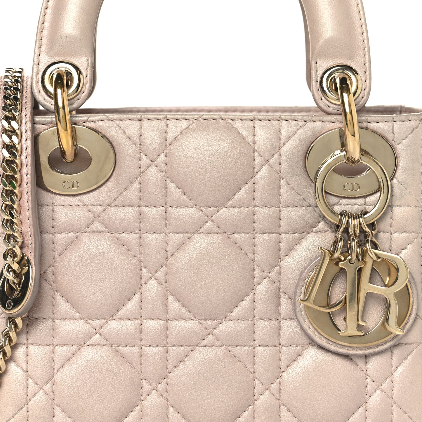 Metallic Lambskin Cannage Mini Lady Dior Lotus