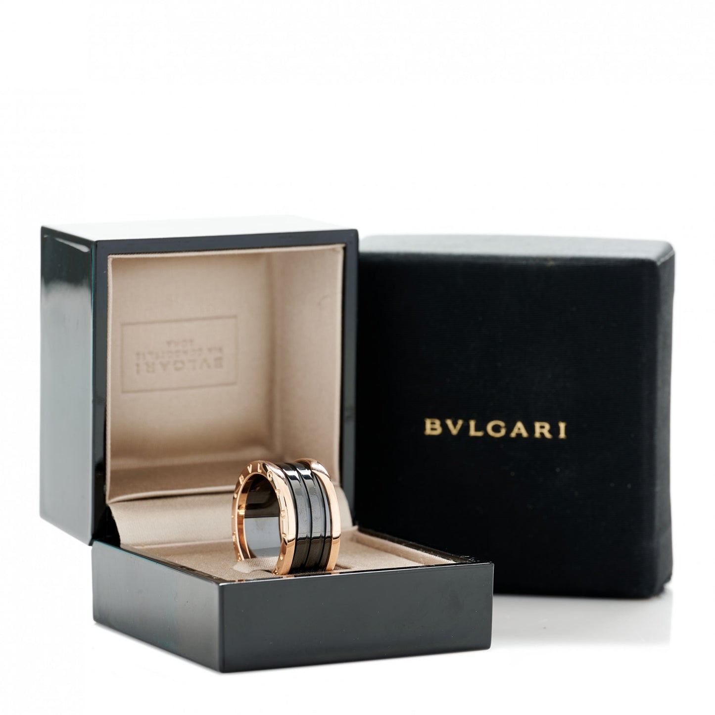 18K Rose Gold Black Ceramic B.Zero1 Four-Band Ring 65 11