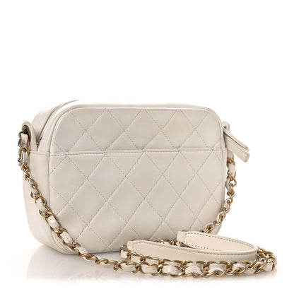 Chanel Calfskin Quilted Enchained Camera Case Bag White 3 of 14