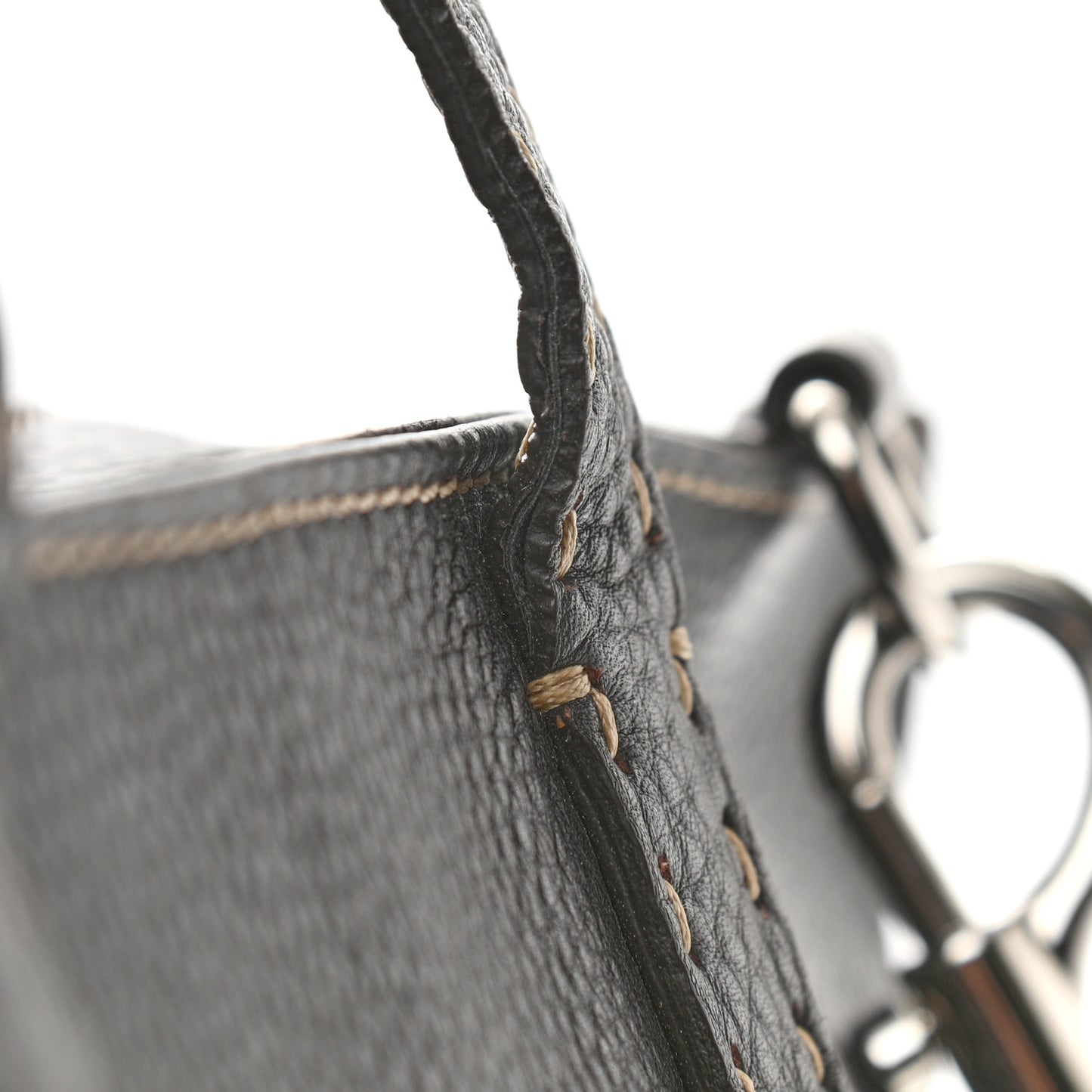Calfskin Romano Selleria Shopping Media Tote Dark Brown