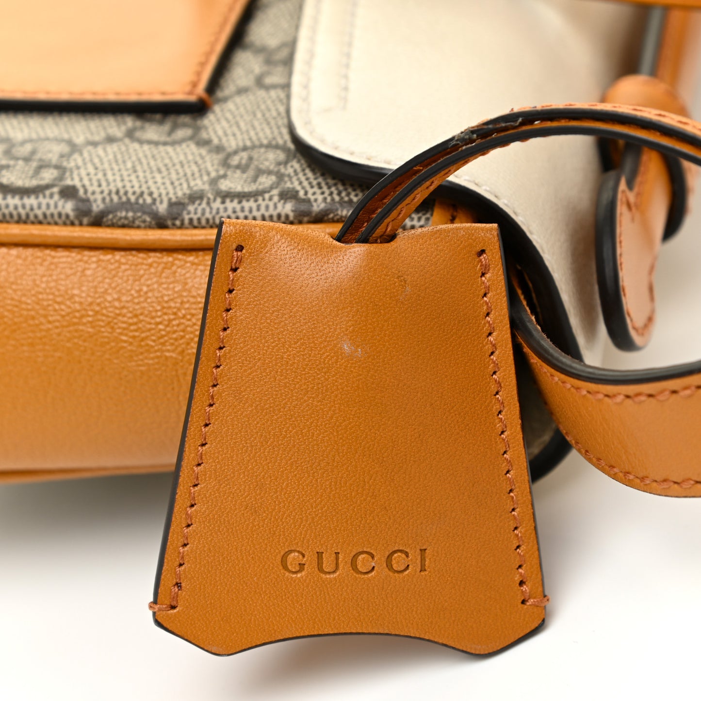 GG Supreme Monogram Calfskin Mini Padlock Flap Pocket Shoulder Bag Beige Mystic White Sun Oil