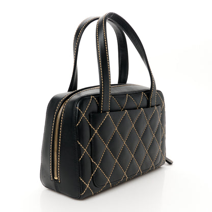 Chanel Calfskin Wild Stitch Top Handle Bag Black 4 of 12