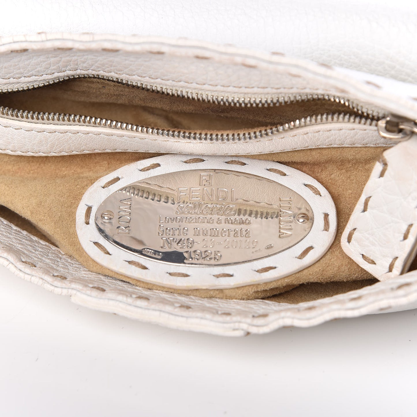 Calfskin Romano Selleria Flap Bag White