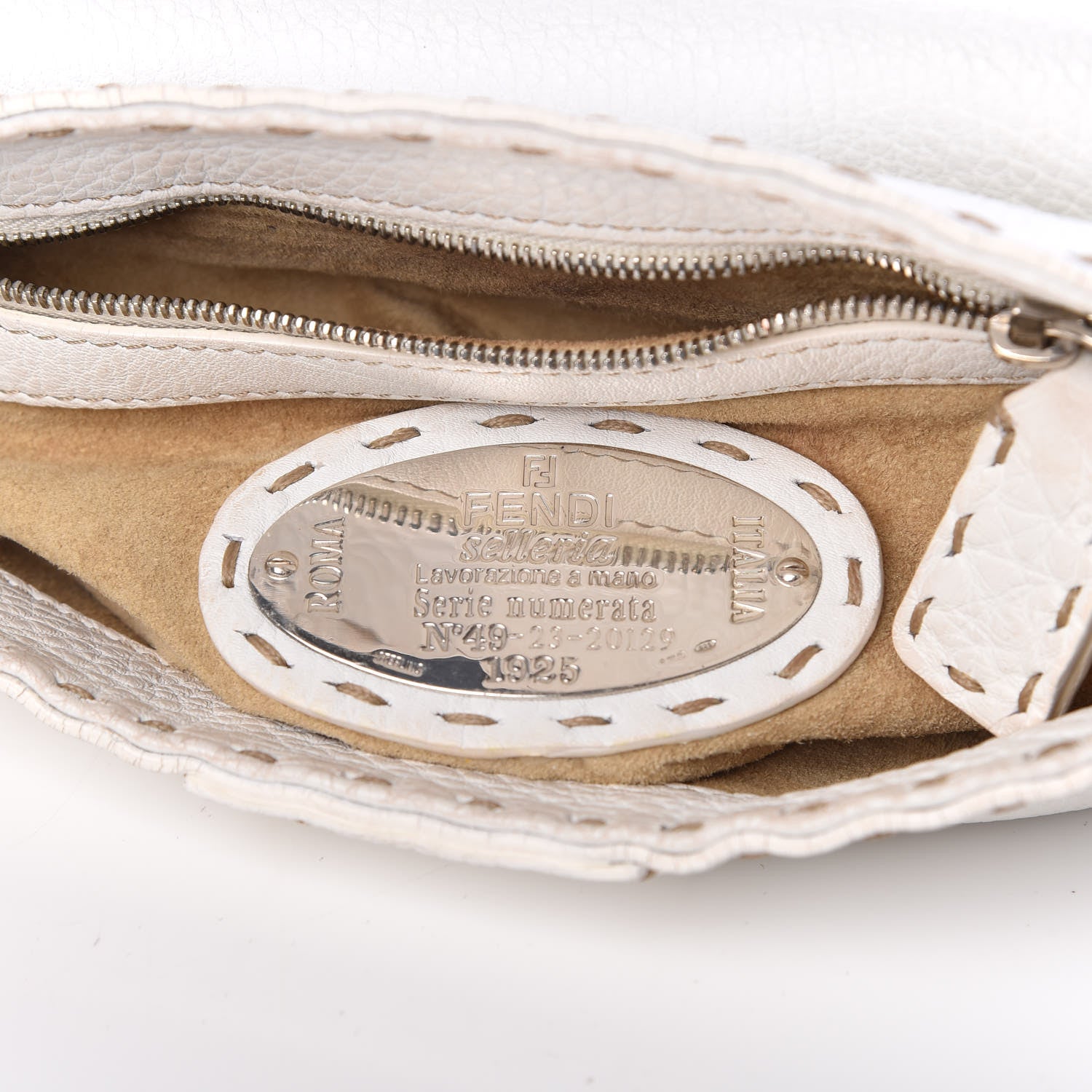 Fendi Calfskin Romano Selleria Flap Bag White 6 of 16