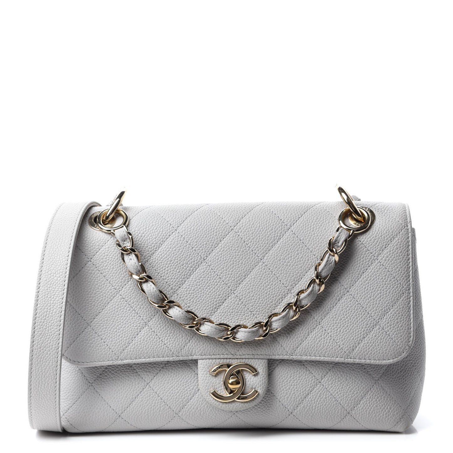 Caviar Quilted City Walk Flap Light Grey