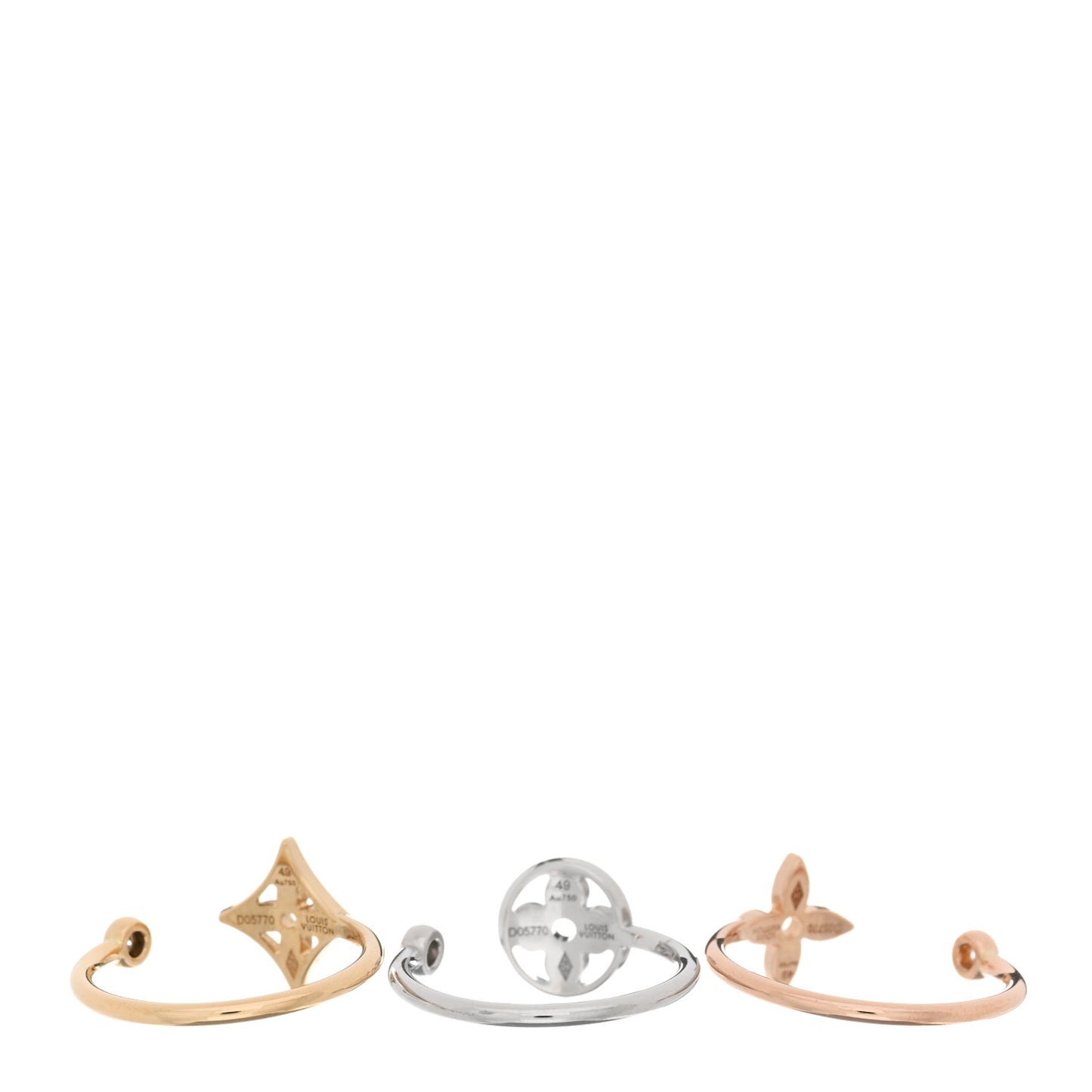 18K Yellow Pink White Gold Diamond Idylle Blossom Ring Set of 3 49 5