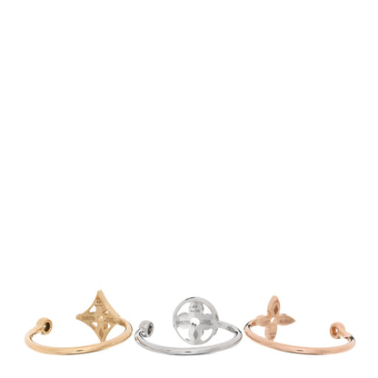 Louis Vuitton 18K Yellow Pink White Gold Diamond Idylle Blossom Ring Set of 3 49 5 2 of 3