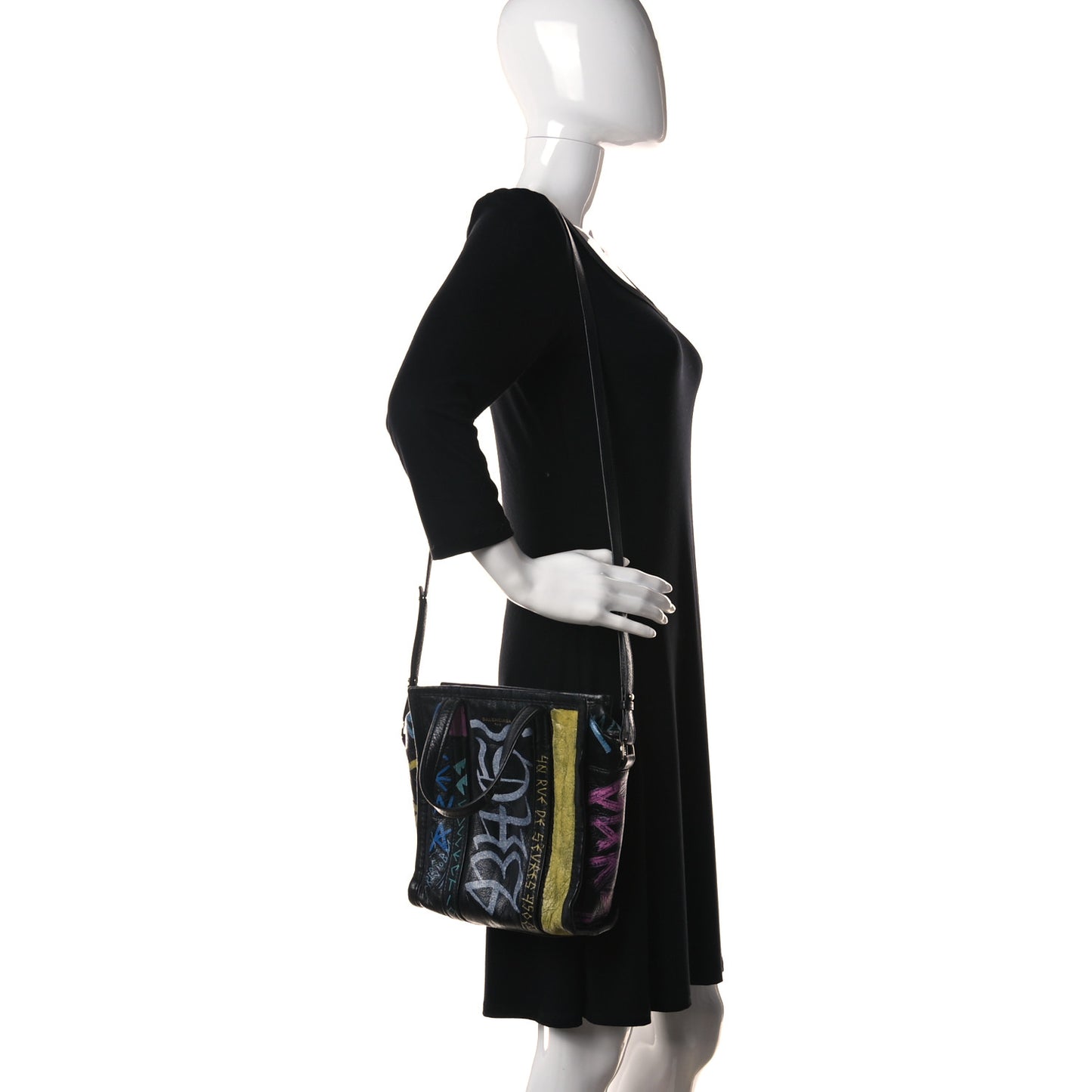 Agneau Arena Graffiti All Over XS Bazar Shopper Tote Black Multicolor